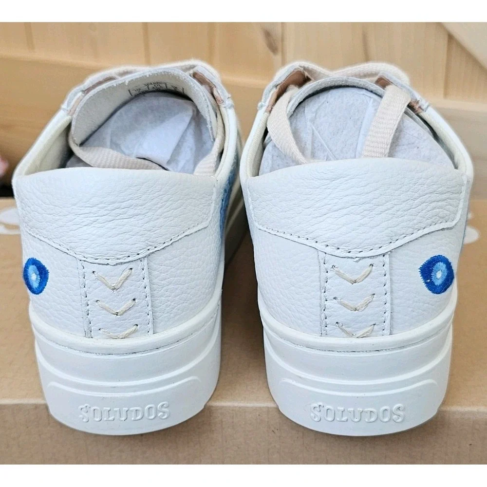 SOLUDOS Women's White Evil Eye Ibiza Sneaker. Size 7 New In Box